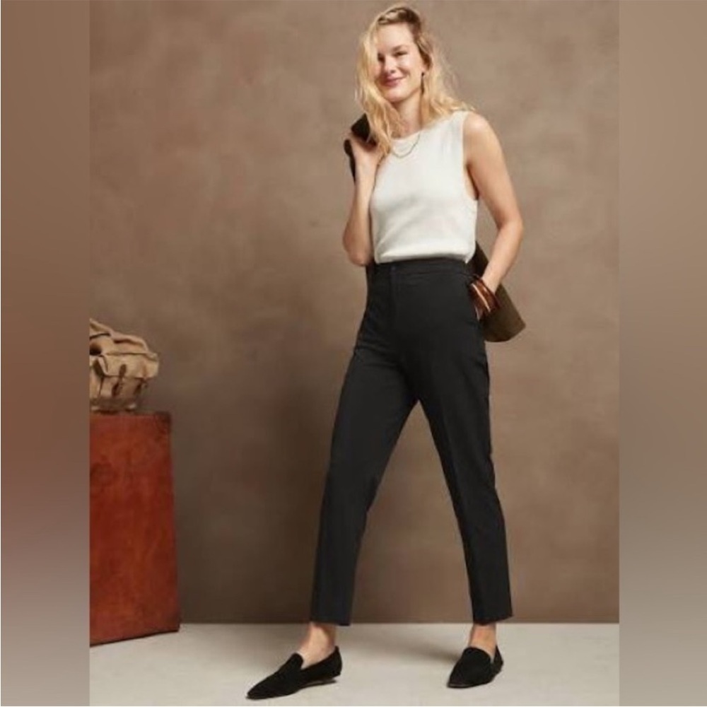 Banana Republic Air Stretch Black Ankle Pants Lightweight Minimalist Spring